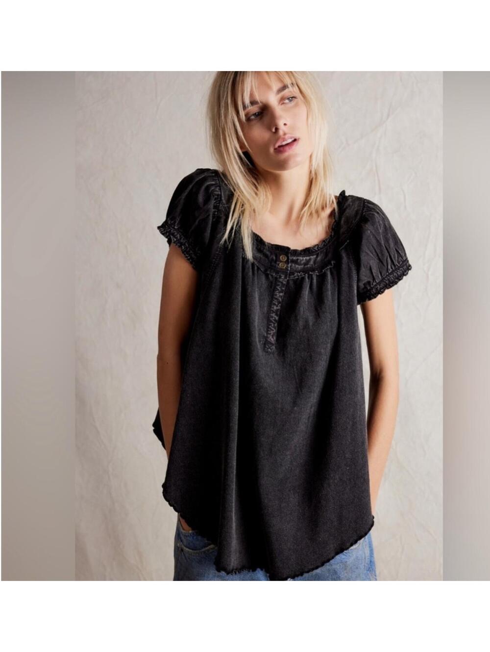 Free people Muse Tunic Vintage Black Top Size XS